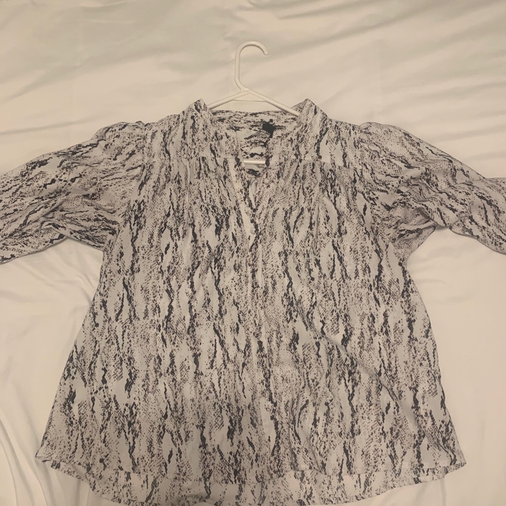 Pink, black and white blouse